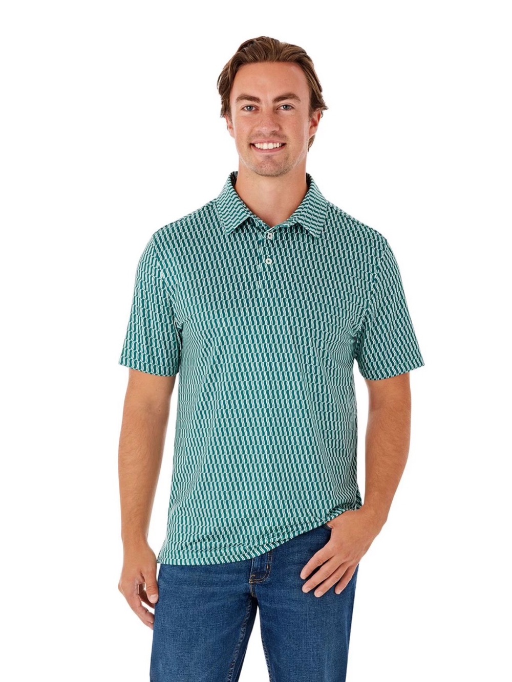 Member’s Mark Men’s Pattern Green Polo Shirt Classic Fit Size XXL